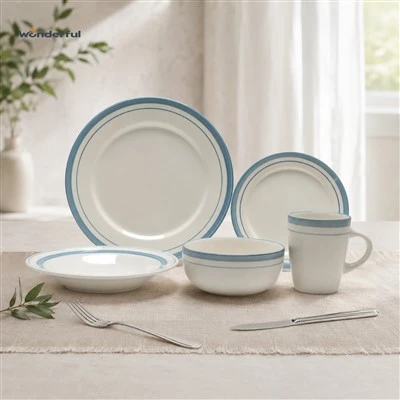Joc de vaixella de ceràmica Coastal Blue Rim