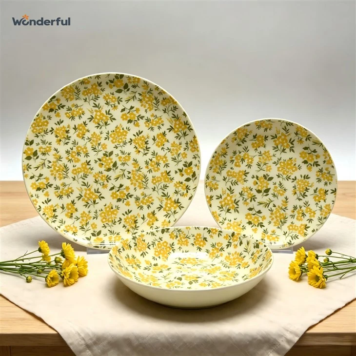 Yellow Ditsy Floral Ceramic Dinnerware Set suppliers